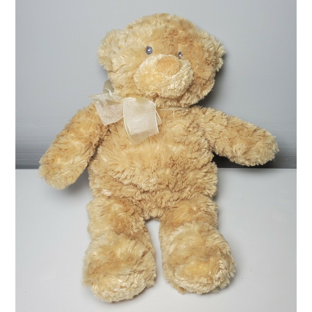 Gund Baby Beginnings Teddy Plush cream tan‎ brown heart  Fluffy stitched